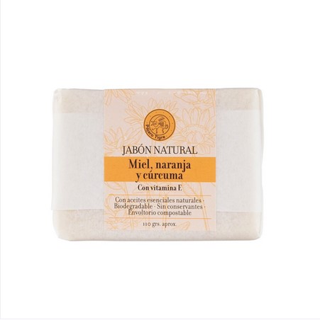 Jabón corporal de Miel, Naranja y Cúrcuma - 110gr aprox - Pájaro Tigre