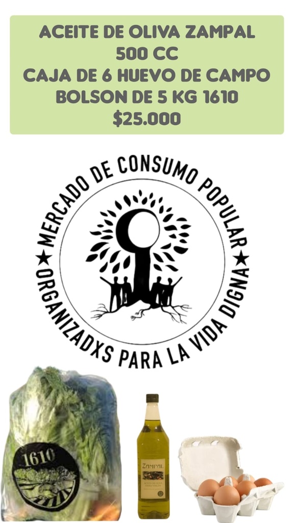 combo 2 aceite de oliva/caja de 6 huevos de campo/bolson de 5 kg 1610