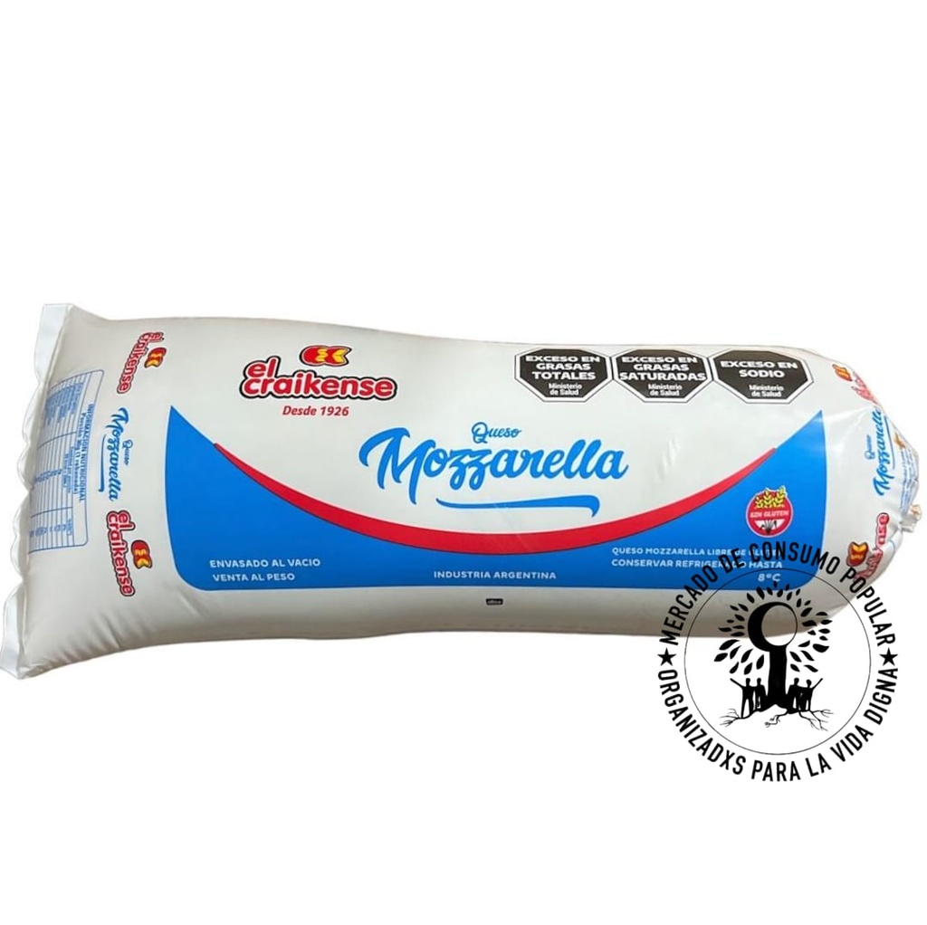 Queso muzzarella el Craikense - 1kg aprox. -