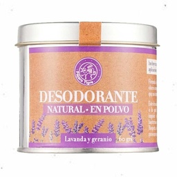 Desodorante en polvo - geranio y lavanda - 60gr - en lata - Pájaro Tigre